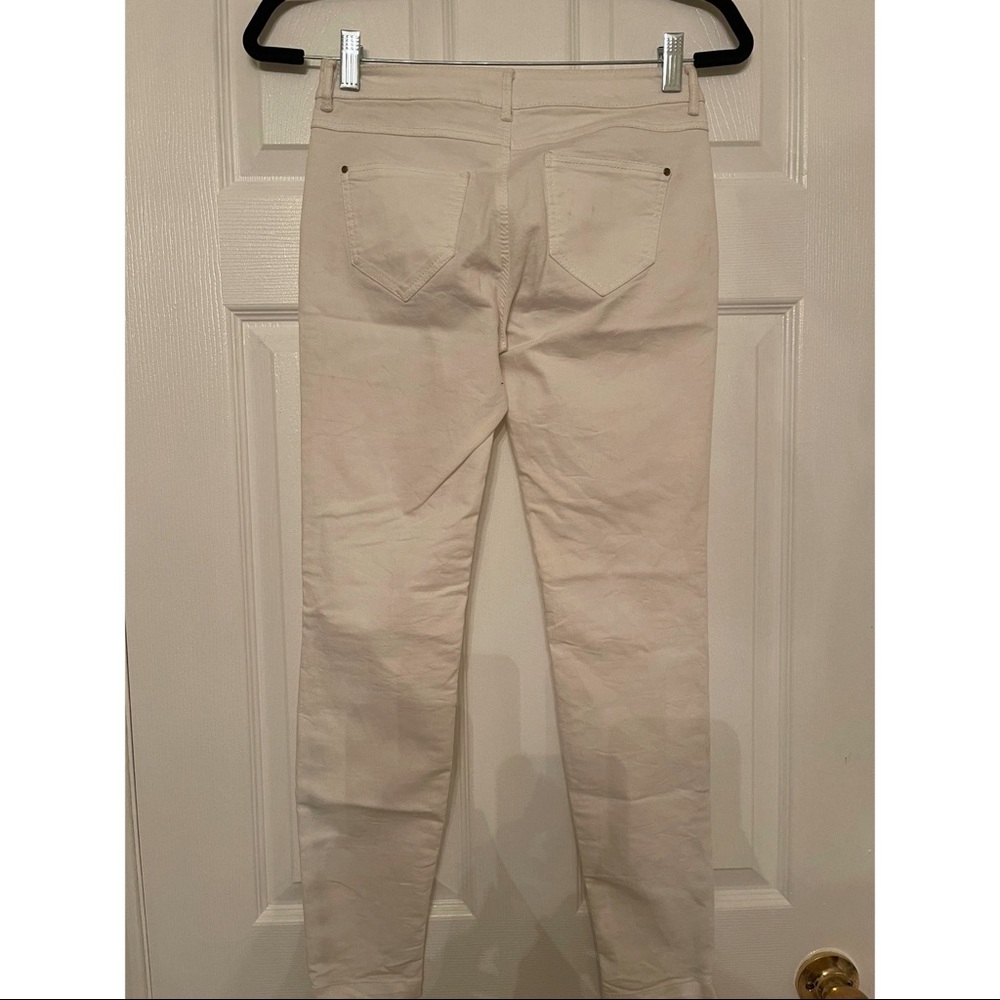 Zara white skinny jeans with zippers